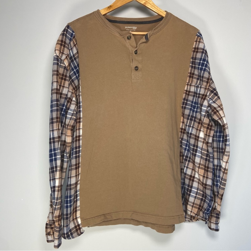 Upcycled Brown Shirt Flannel Reworked Country Eclectic Grandpa Western Rodeo XXL - Picture 1 of 8